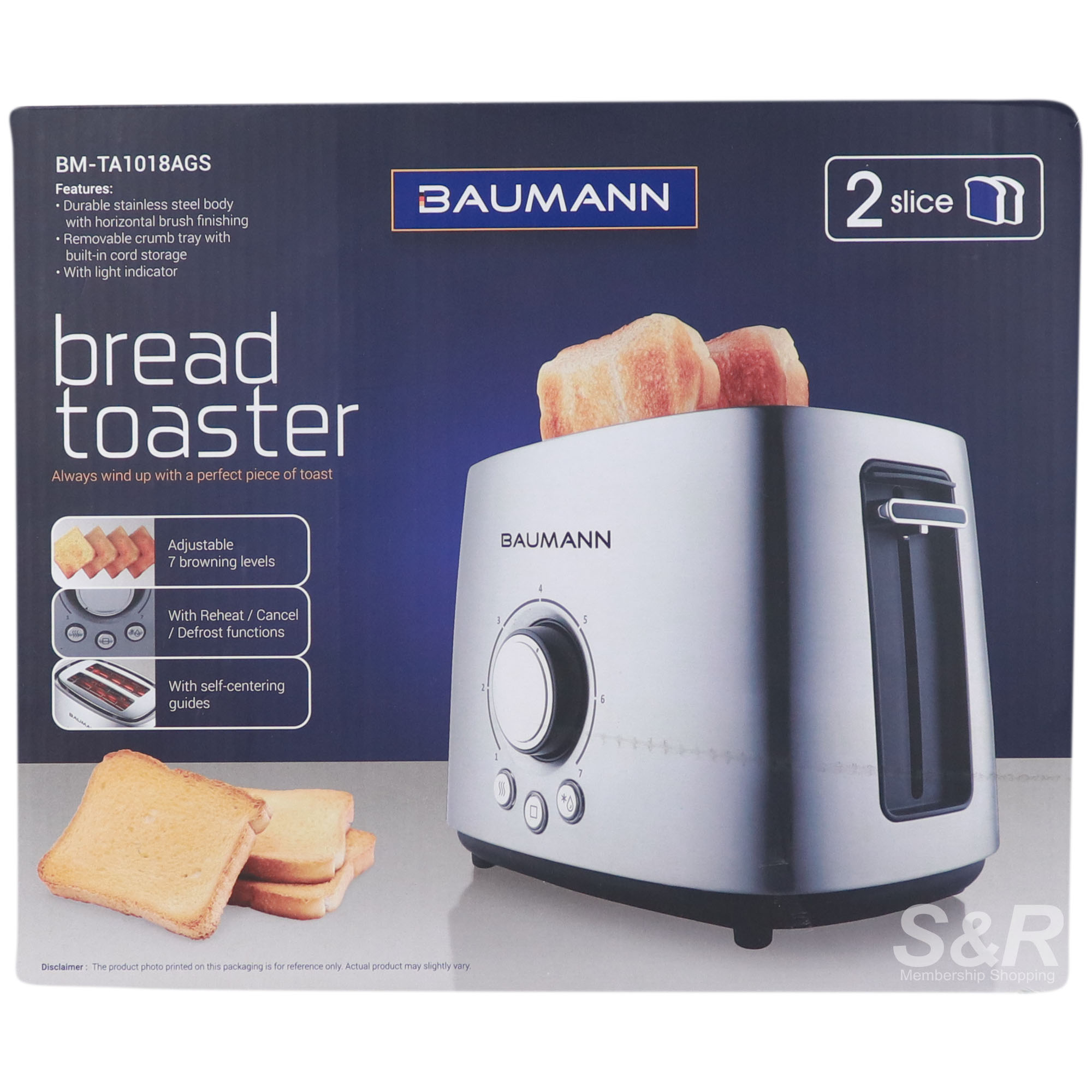 Baumann 2 slice Bread Toaster BM-TA1018AGS Baumann 2 slice Bread Toaster BM-TA1018AGS